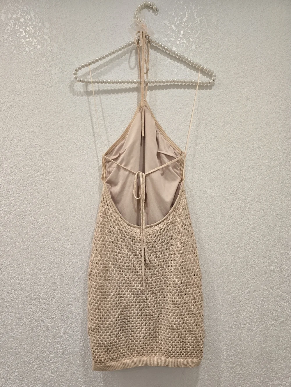 Privy Waffle Knit Mini Dress Tan Size M - Picture 2 of 6